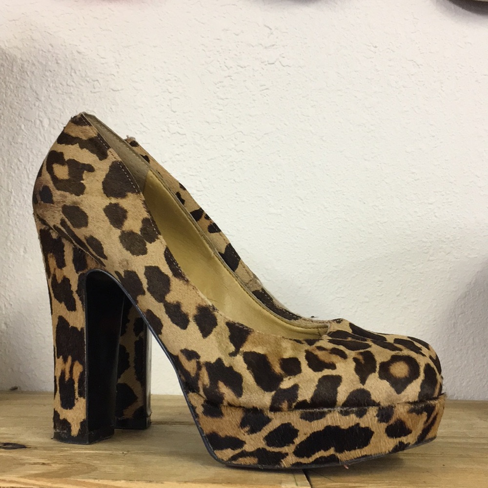 Nine West leopard thick heels